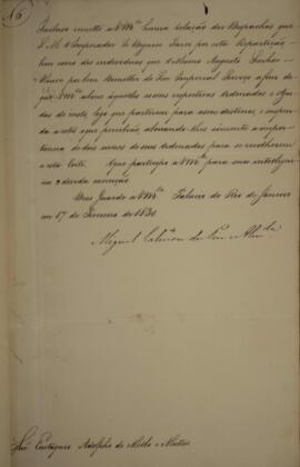 Cópia de despacho n.6 enviado por Miguel Calmon du Pin e Almeida (1794-1865), Marquês de Abrantes...