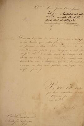 Petição original escrita por Bento José de Campos, com data de 26 de janeiro de 1831, contendo so...