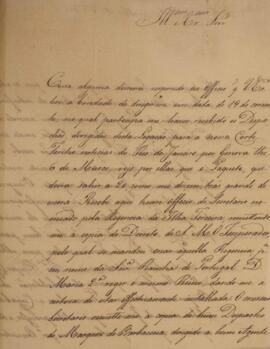 Ofício original com data de 24 de junho de 1830 em que Francisco Corrêa Vidigal (s.d-1838) comuni...