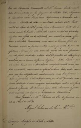 Cópia de despacho n.19 enviado por Miguel Calmon du Pin e Almeida (1794-1865), Marquês de Abrante...