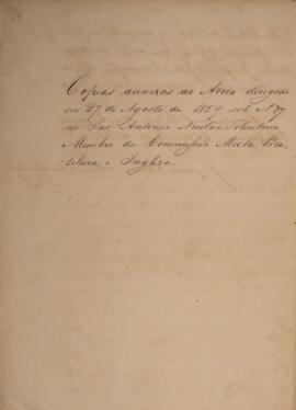 Relatório original, com data de 27 de agosto de 1859, com detalhamento do envio de ofício para o ...