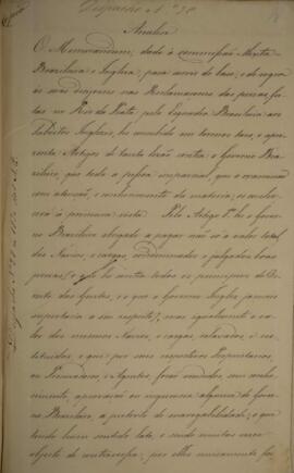 Cópia de relatório escrito por José Antonio Lisboa (1777 - 1850), com data de 20 de abril de 1830...