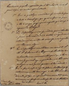 Cópia do ofício escrito por Lucas José Obes (1782-1838), em 25 de fevereiro de 1823, contendo as ...