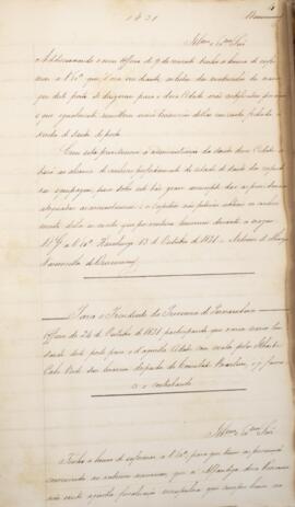 Cópia de ofício enviado por Antônio de Menezes Vasconcellos de Drummond (1794-1865), ao president...