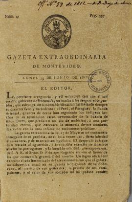 Gazeta Extraordinária de Montevidéu de 29 de junho de 1812 contendo transcrições de correspondênc...