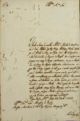 Despacho do Monsenhor Vidigal (s.d-1838) ao Marquês de Queluz, em 09 de junho de 1827, solicitand...
