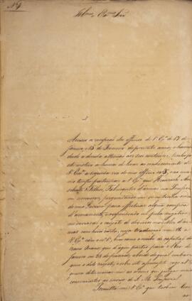 Ofício original enviado por Antônio José Rademaker para João Severiano Maciel da Costa (1769-1833...