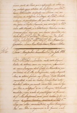Cópia de ofício enviado por Luiz Moutinho Lima Alvares e Silva (1792-1863), ao Monsenhor Lumilher...