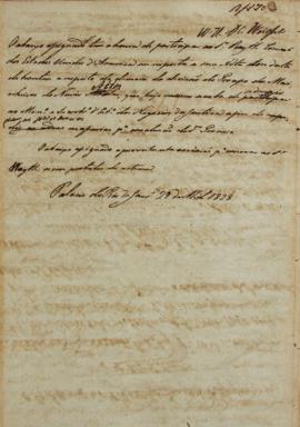 Minuta de 29 de abril de 1828, endereçada a William Henry DeCourcy Wright, cônsul dos Estados Uni...