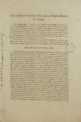 Ofício e ata de 10 de fevereiro de 1824 enviados a Tomás Garcia Zuñiga (1780-1843) contendo a apr...