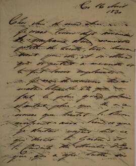 Carta original, sem indicação de autoria, enviada a Sir Charles Stuart (1779-1845), Barão de Roth...