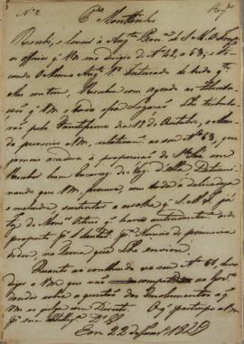 Despacho enviado para Luiz Moutinho Lima Alvares e Silva (1792-1863) em 22 de janeiro de 1829 sob...