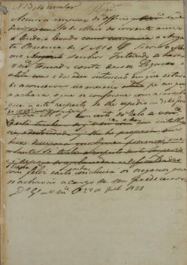 Circular enviado ao Monsenhor Francisco Corrêa Vidigal (s.d-1838) em 27 de julho de 1828 sinaliza...
