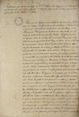 Oficio encaminhado por Tomás García de Zuñiga (1780-1843), em 16 de novembro de 1821, à Lucas Obe...