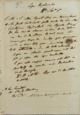Circular enviada ao Corpo Diplomático em 25 de Abril de 1826, informando sobre a morte de D. João...