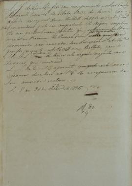 Minuta de despacho de 21 de fevereiro de 1825, de José Joaquim Carneiro de Campos (1768-1836), en...
