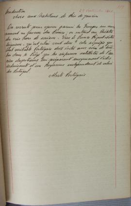 Despacho de 22 de setembro de 1821, de Jean-Baptiste Maler (s.d.), Cônsul-geral da França no Bras...