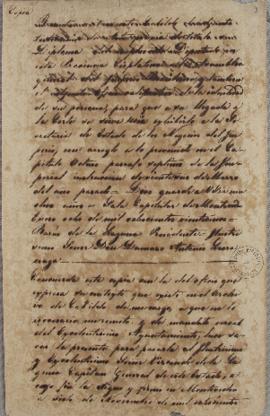 Cópia do ofício de 8 de janeiro de 1825, enviado por Barão da Laguna (1764-1836) para Dámaso Antô...