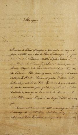 Carta de 30 de setembro de 1822, de Fray Sellow, naturalista prussiano, na qual comenta sobre os ...