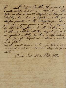 Minuta enviada por Thomás Antônio de Villanueva Portugal ao Conde de Casa Flores (1759-1833), em ...