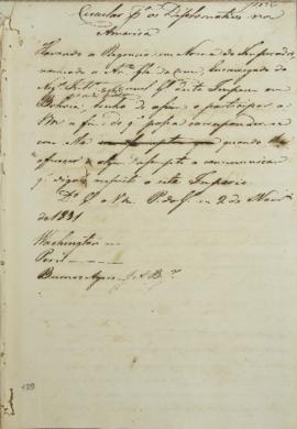 Circular enviada ao corpo diplomático na América em 02 de novembro de 1831, informando sobre as c...