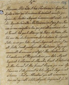 Nota diplomática enviada ao rei da Áustria, Francisco I (1768 – 1835), em 14 de março de 1816, co...
