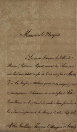 Oficio expedido por Wenzel Philipp Leopold (1784-1851), Barão de Mareschal, a João Carlos Augusto...