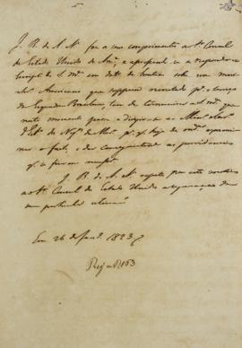 Despacho de 26 de abril de 1823, de José Bonifácio de Andrada e Silva (1763-1838), Conselheiro de...