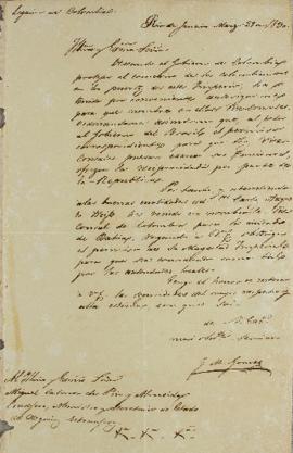 Despacho de Juan María Gómez (1798- 1850) a Miguel Calmon du Pin e Almeida (1794-1865), em 22 de ...