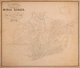 Carta Corográfica da província de Minas Gerais, produzida em 1855, coordenada e desenhada a parti...