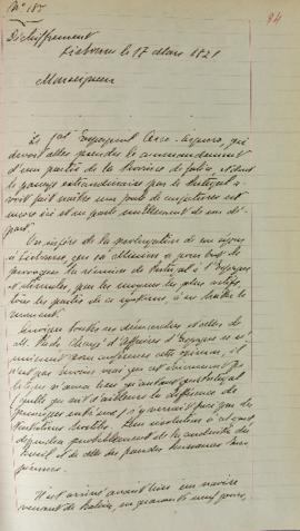 Carta de 17 de março de 1821, de Lenneps, na qual informa que Arco Arguero tomará o comando da pr...