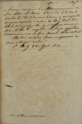 Minuta de despacho de 5 de agosto de 1831, endereçada a Ethan Allen Brown (1776-1852), encarregad...