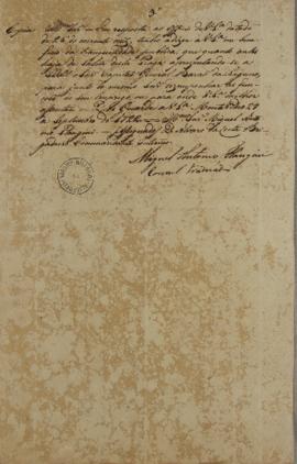 Cópia de ofício de 29 de setembro de 1822, enviada por Álvaro da Costa (1789-1835) para Miguel An...