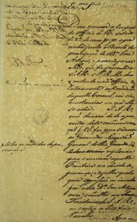 Ofício do governo de D. João VI (1767-1826) para Gervásio Antonio de Posadas y Dávila (1757-1833)...