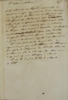 Minuta de despacho de 29 de agosto de 1831, endereçada a Ethan Allen Brown (1776-1852), encarrega...