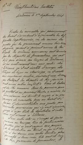 Despacho enviado pelo senhor Lemps ao Barão de Pasquier (1767-1862), em 01 de setembro de 1821, i...