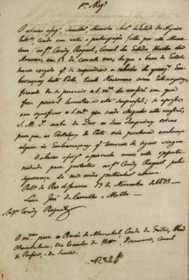 Minuta de 19 de novembro de 1823, de Luis José de Carvalho e Melo (1764-1826), conselheiro, minis...