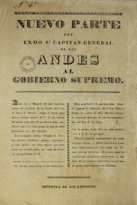 Ofício de José de San Martin (1778-1850) para Juan Martín de Pueyrredón (1777-1850), Diretor Supr...