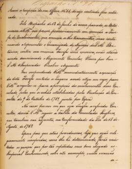Cópia de despacho enviado por Francisco Carneiro de Campos (1765-1842), para Manoel Antônio de Pa...