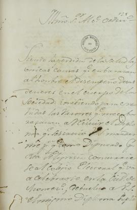 Carta de 12 de agosto de 1824, enviada por Bernardo Suares para Manuel Rollano, informando que po...