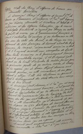 Cópia da carta de 27 de novembro de 1821, de Jean-Baptiste Maler (s.d.), Cônsul-geral da França n...