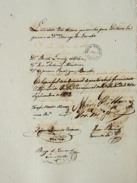 Lista de 21 de setembro de 1823 contendo os nomes dos eleitores da Vila de Melo: Benito Gonzales ...