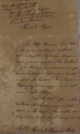 Oficio expedido por Wenzel Philipp Leopold (1784-1851), Barão de Mareschal a João Severiano Macie...