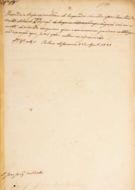 Minuta de despacho enviado para José Joaquim da Rocha (1777-1848), com data de 23 de agosto de 18...