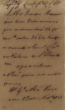 Circular enviada em 13 de novembro de 1828 comunicando sobre reunião marcada no Palácio de São Cr...