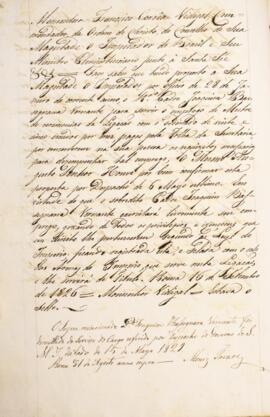 Cópia de carta patente enviada pelo Monsenhor Francisco Corrêa Vidigal (s.d.-1838), com data de 1...