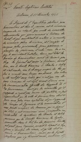 Despacho enviado pelo senhor Lemps ao Barão de Pasquer (1767-1862), em 15 de dezembro de 1821, in...