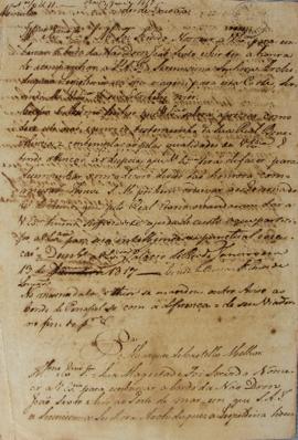 Minuta nº 10 e 11 de 13 de janeiro de 1817, endereçada a Luis Antonio de Lancastre Basto Baharem ...