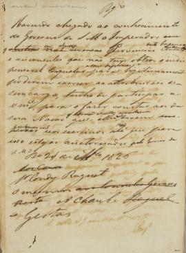 Minuta de 21 de março de 1826, endereçada a Condy Raguet (1784-1842), cônsul dos Estados Unidos d...