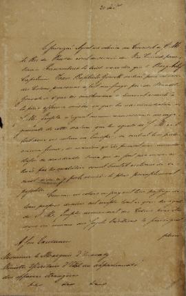 Despacho de 20 de outubro de 1829, assinado pelo agente consular do Rei da Prússia, endereçado a ...